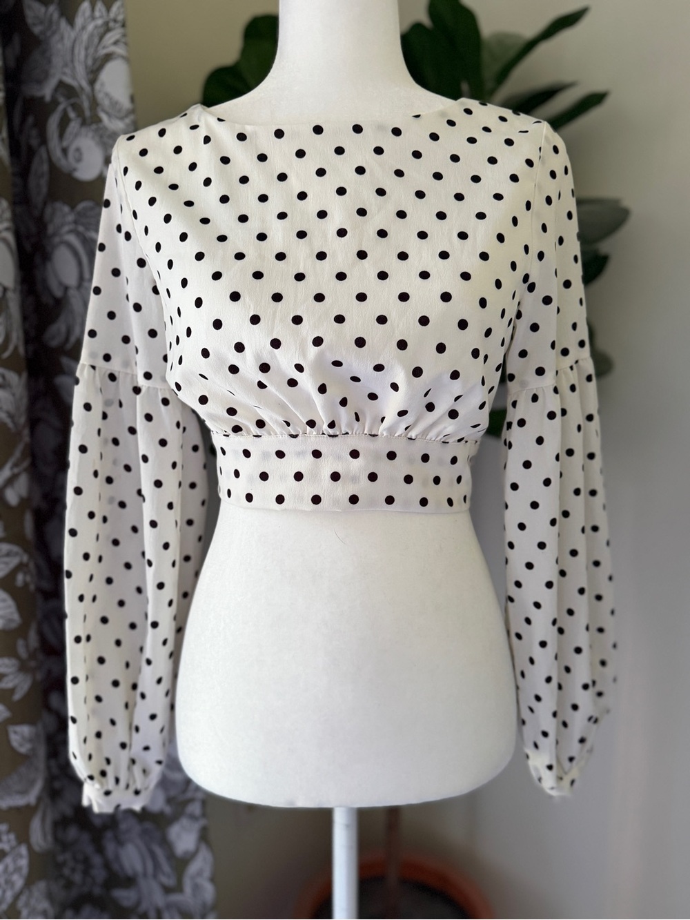 by the way. White Polka Dot Crop Top with Black Dots